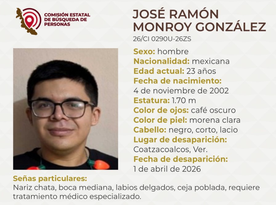 Buscan a joven desaparecido en Coatzacoalcos