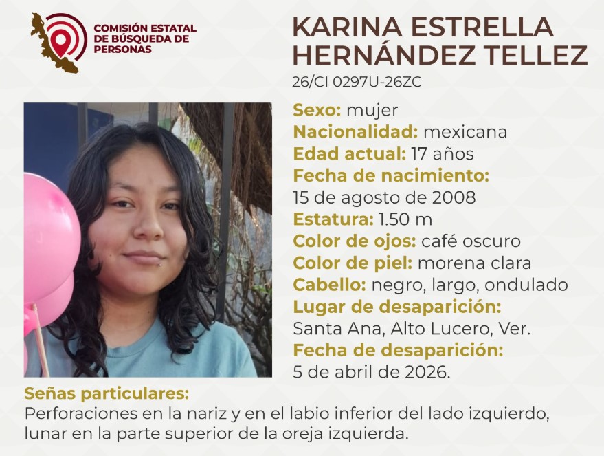 Desaparece adolescente en Alto Lucero, Veracruz