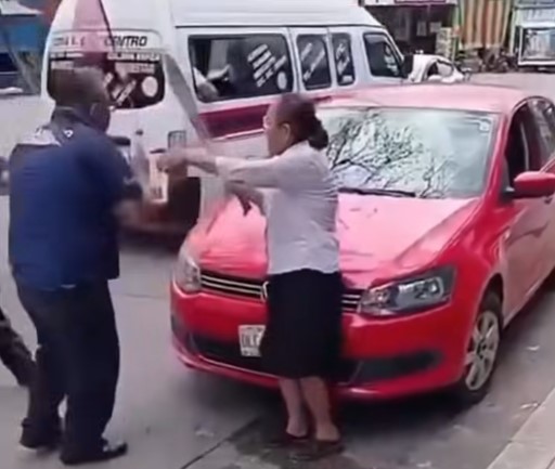 La tercera edad… Policía desiste de quitar las placas a la valiente señora…