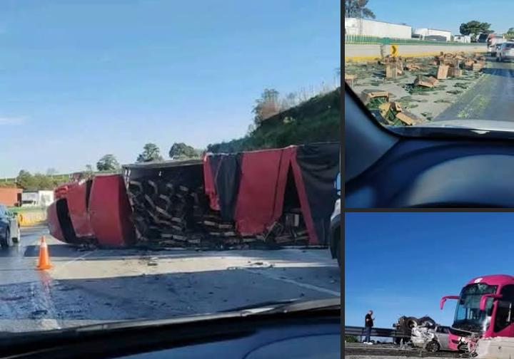 CHOQUE MULTIPLE PROVOCA CIERRE DE AUTOPISTA MEXICO- PUEBLA